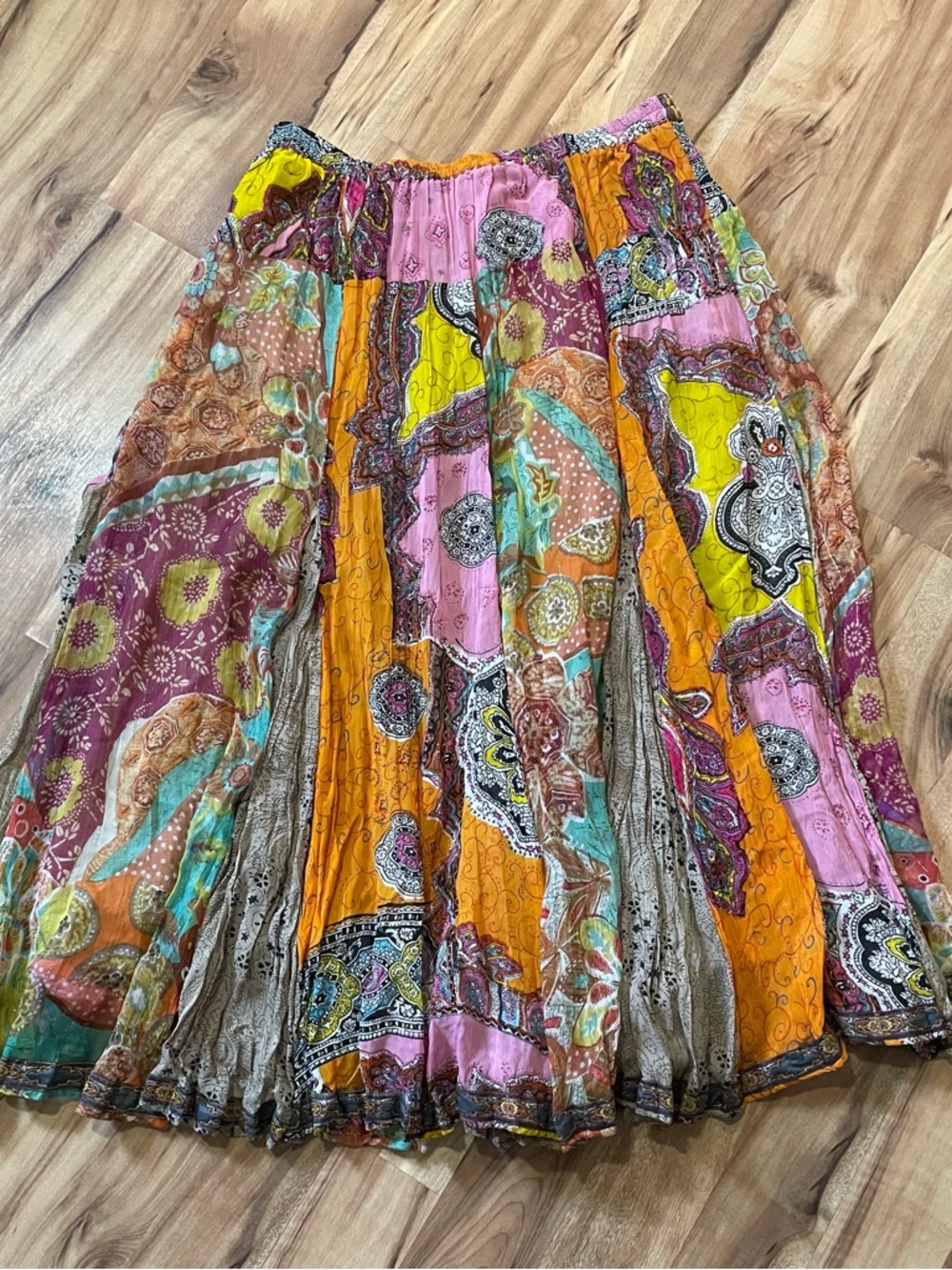 Vintage Boston Proper Bohemian Patchwork Maxi Skirt | Hippie Gypsy Style  Sz L